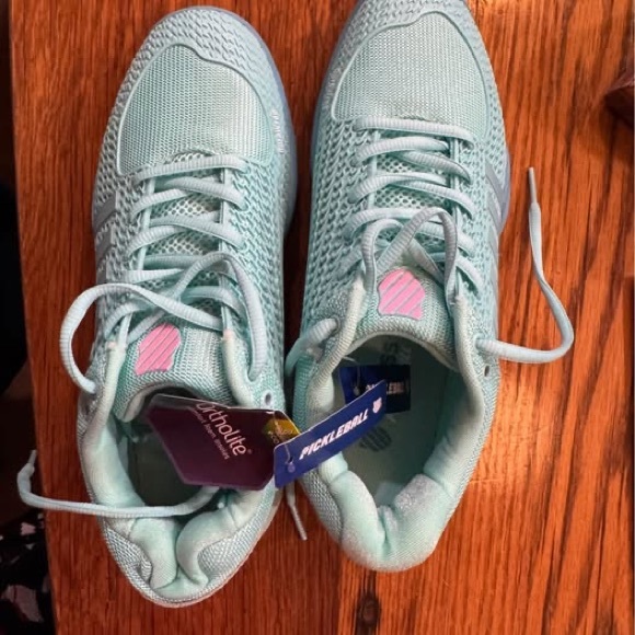Mint Green and Pink Pickleball Court Sneakers - Picture 2 of 3